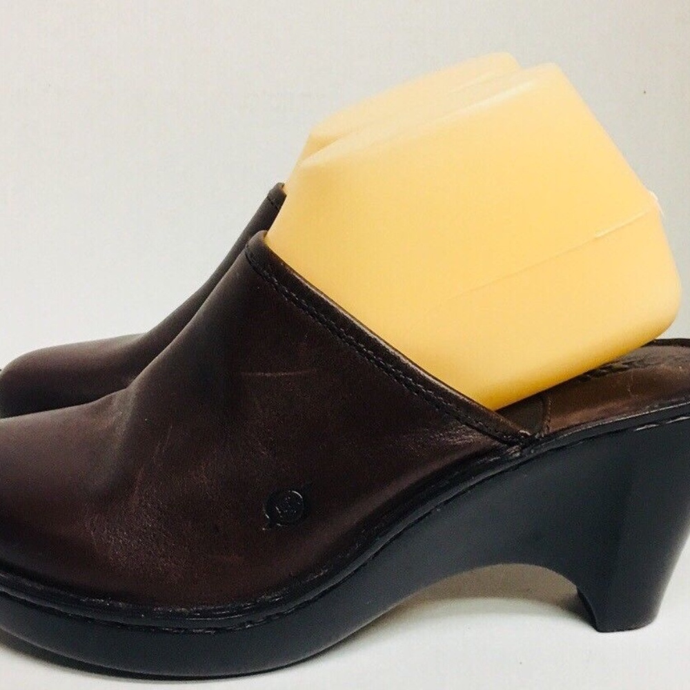 New Born Handcrafted Brown Leather Clogs 10 M 42 - Picture 6 of 8
